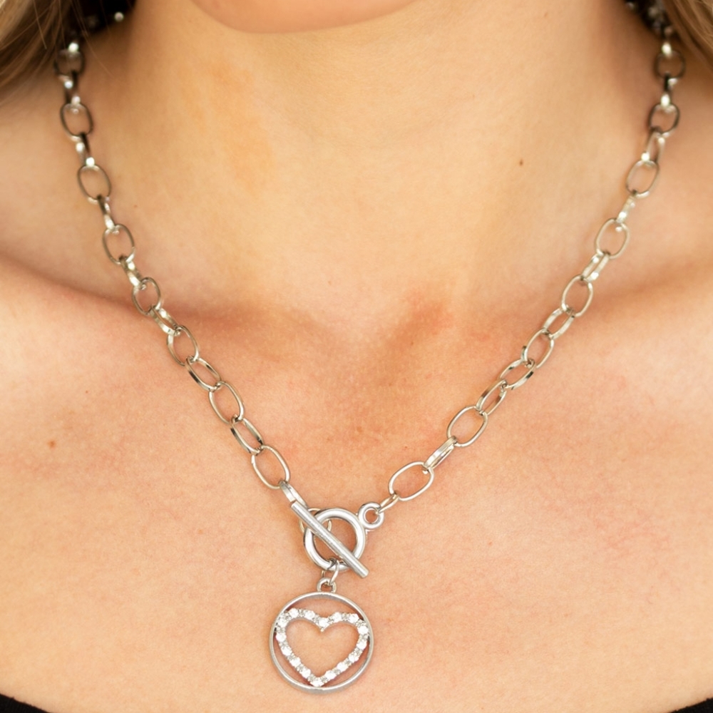 "With My Whole Heart" - Heart Rhinestone Necklace